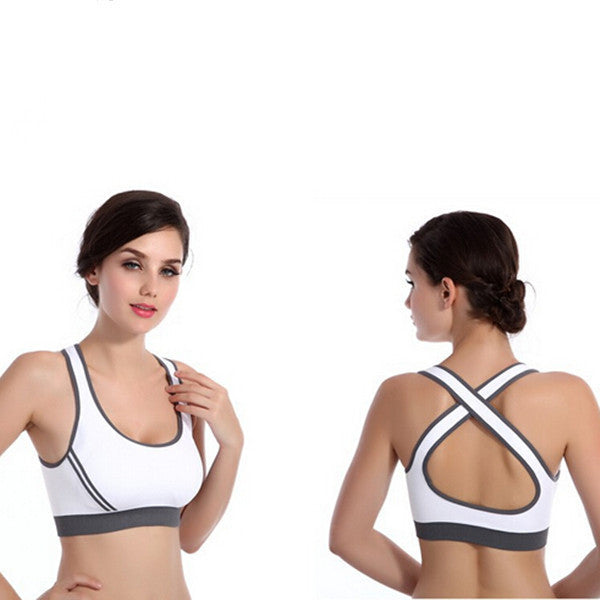 Sports Bra Women Seamless Underwear Racerback Padded Plus Size Cross Vest Wireless Running Bra