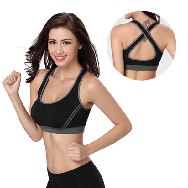 Sports Bra Women Seamless Underwear Racerback Padded Plus Size Cross Vest Wireless Running Bra